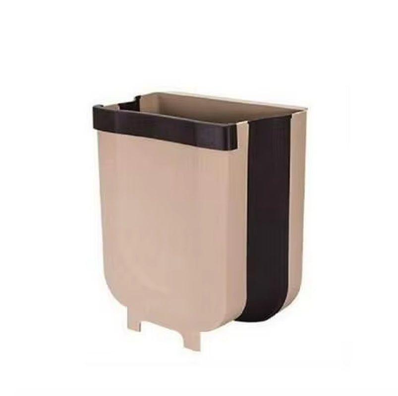 9L Folding Waste Bin Kitchen Cabinet Door Hanging Trash Can Wall Mounted Trashcan for Bathroom Toilet Garbage Storage WJ40911